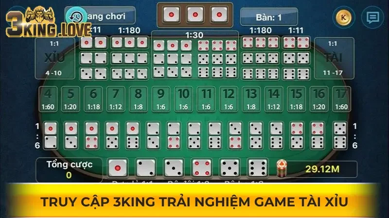 Thao tác tham gia trải nghiệm tài xỉu 3KING